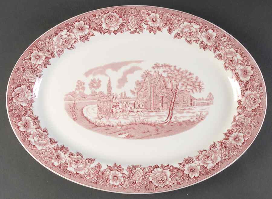 Roselyn Pink 15" Oval Serving Platter by Shenango-1