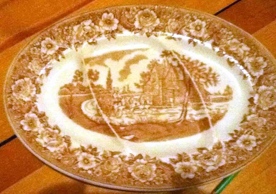 Roselyn Pink 13" 3 Part Oval Divided Platter by Shenango-1