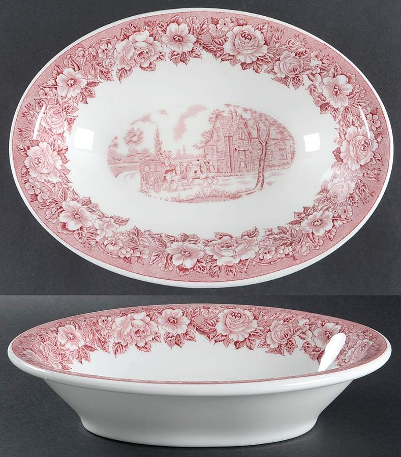Roselyn Pink 10" Oval Vegetable Bowl by Shenango-1