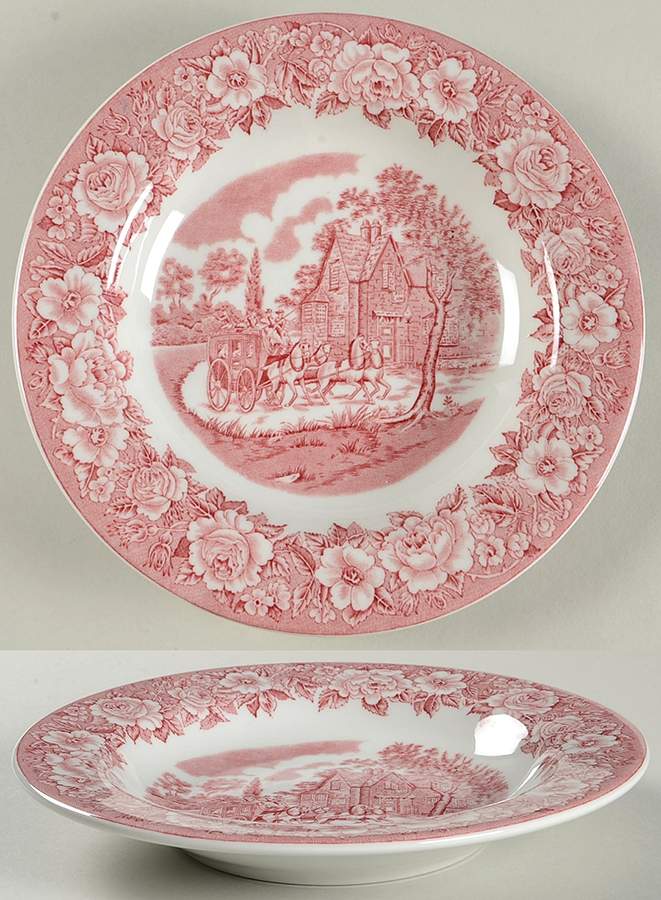 Roselyn Pink Large Rim Soup Bowl by Shenango-1