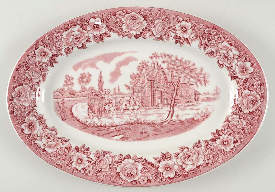Roselyn Pink 13" Oval Serving Platter by Shenango-1