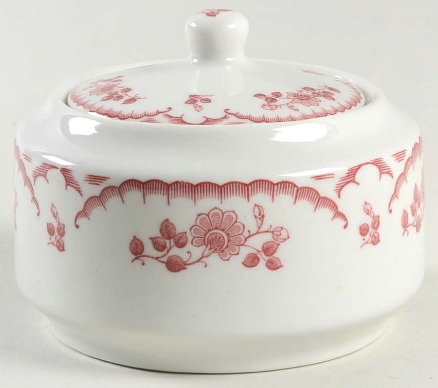 Chardon Rose Red Sugar Bowl & Lid by Shenango-1