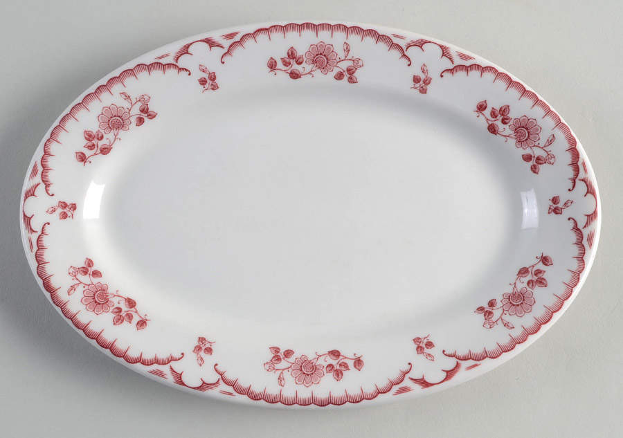 Chardon Rose Red 9" Oval Serving Platter by Shenango-1