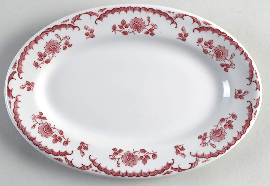Chardon Rose Red 10" Oval Serving Platter by Shenango-1
