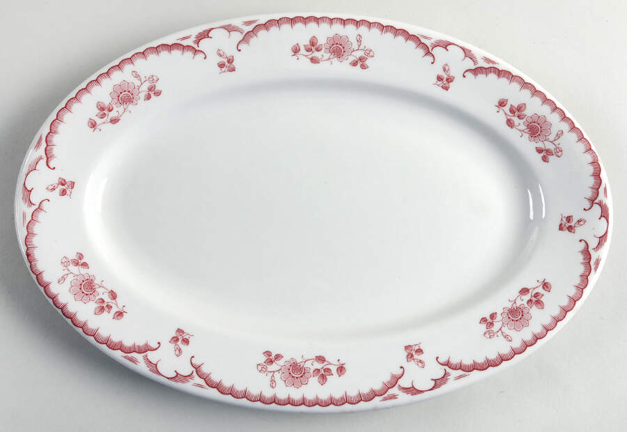 Chardon Rose Red 13" Oval Serving Platter by Shenango-1