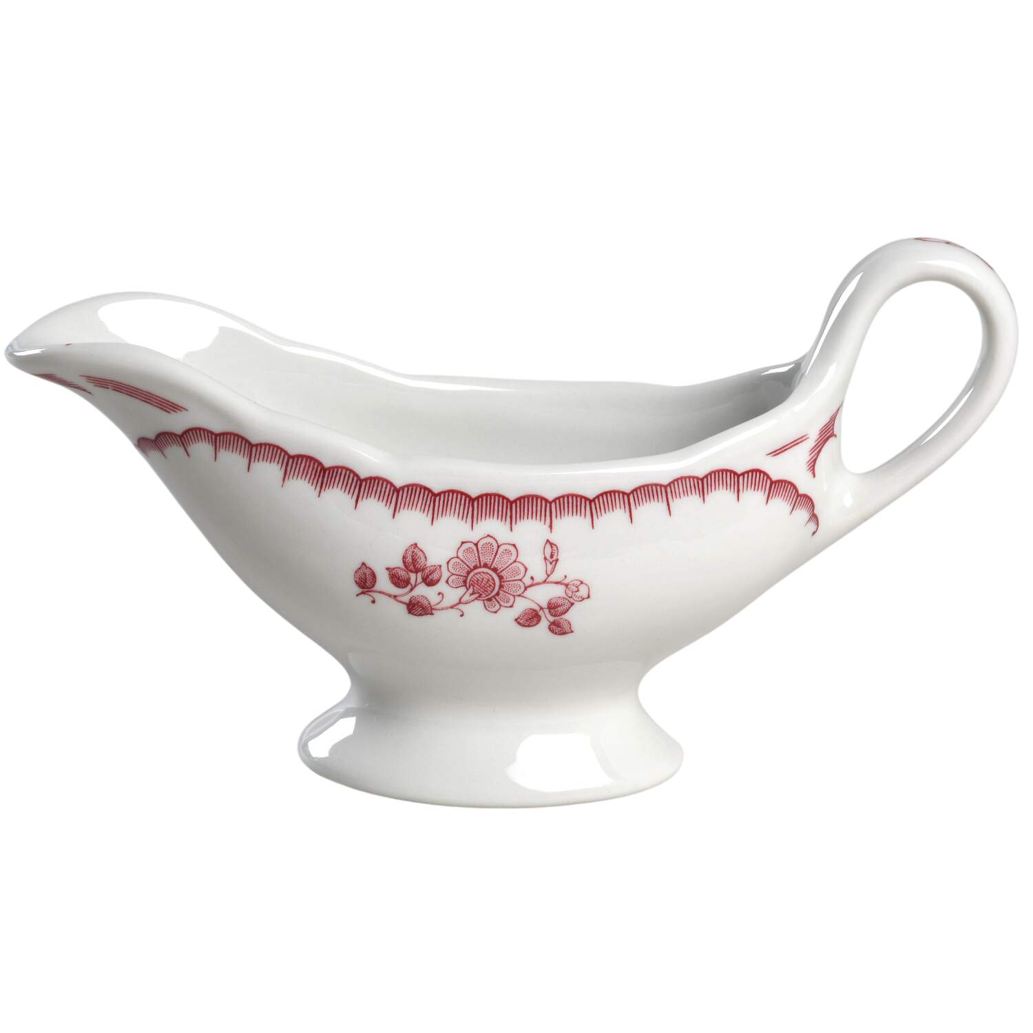 Chardon Rose Red Gravy Boat by Shenango-1