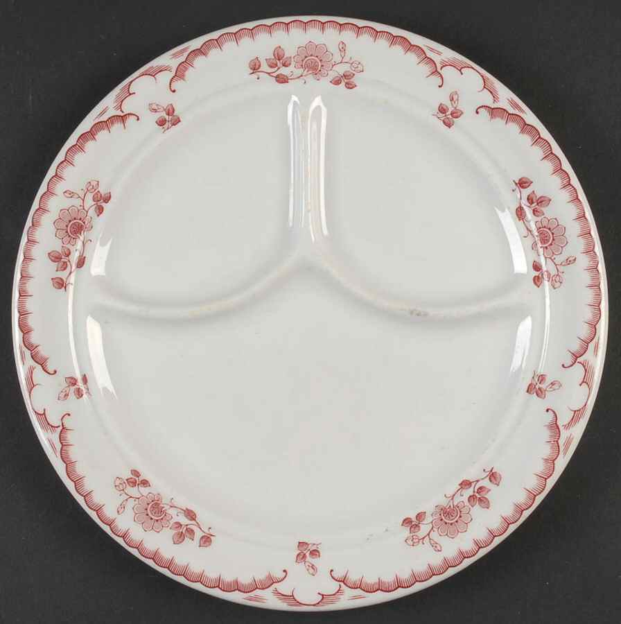 Chardon Rose Red Grill Plate by Shenango-1