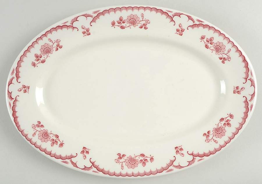 Chardon Rose Red 12" Oval Serving Platter by Shenango-1