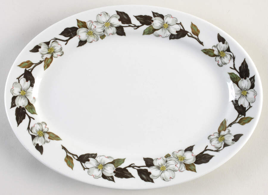 Northern Dogwood White 12" Oval Serving Platter by Shenango-1