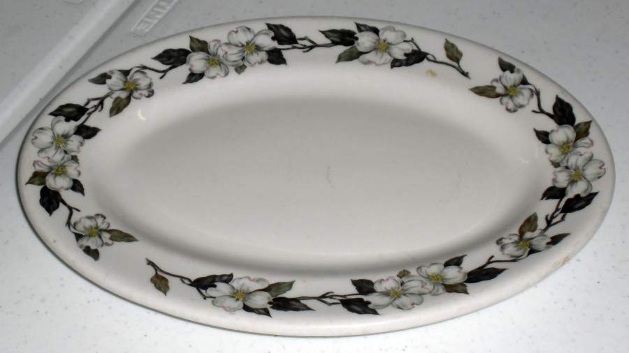 Northern Dogwood White 10" Oval Serving Platter by Shenango-1