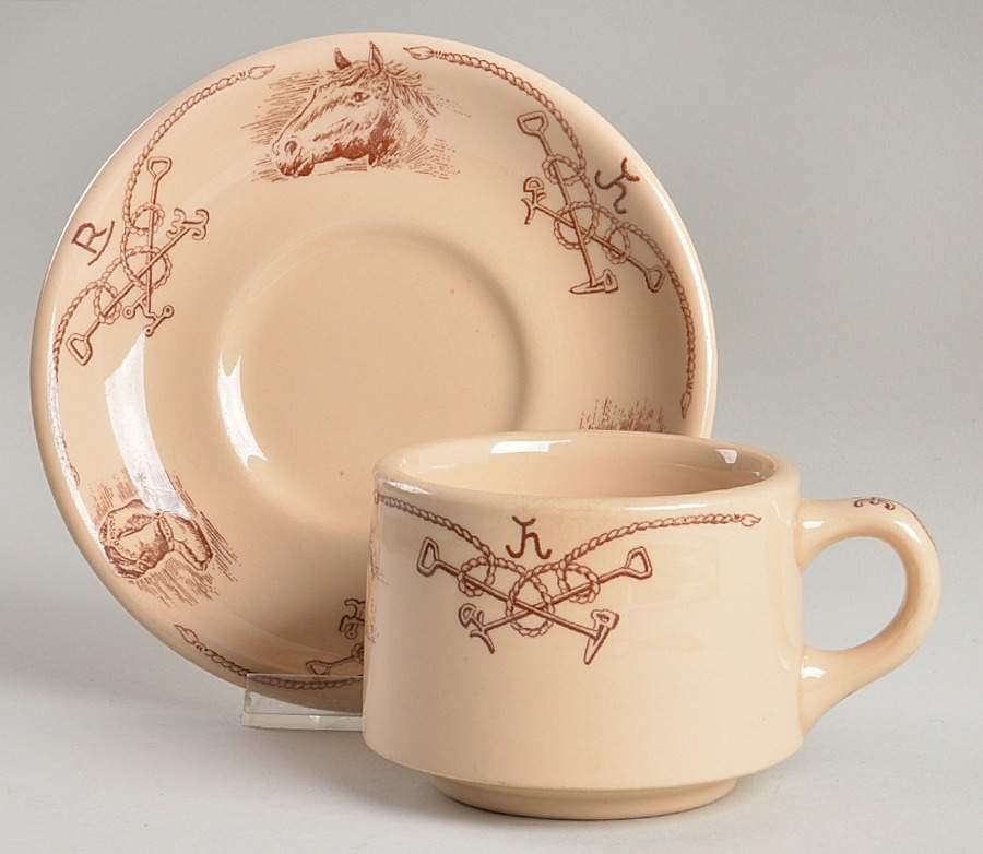 Round Up Footed Cup & Saucer Set by Shenango-1