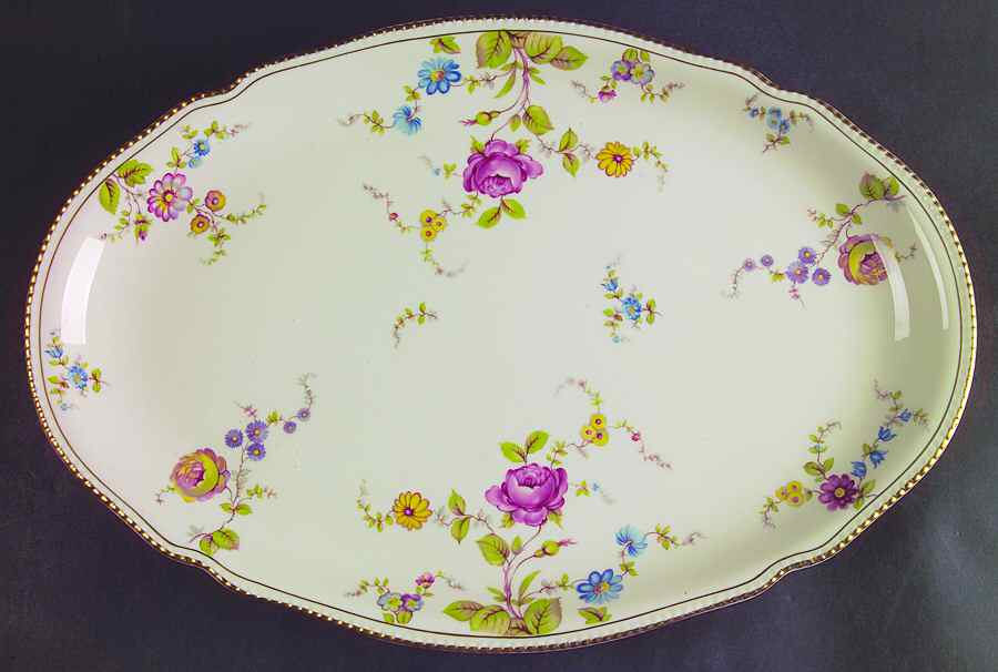 Sunnyvale Gold (Gold Trim) 16" Oval Serving Platter by Shenango-1