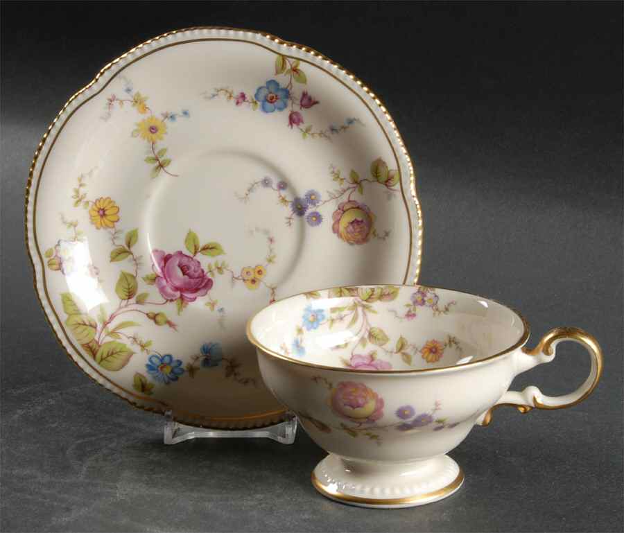 Sunnyvale Gold (Gold Trim) Footed Cup & Saucer Set by Shenango-1