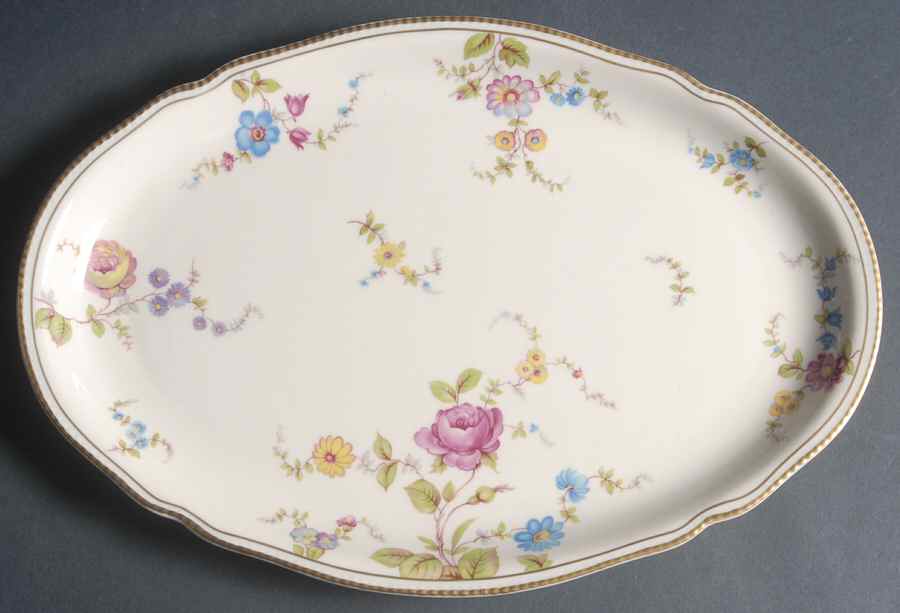 Sunnyvale Gold (Gold Trim) 13" Oval Serving Platter by Shenango-1