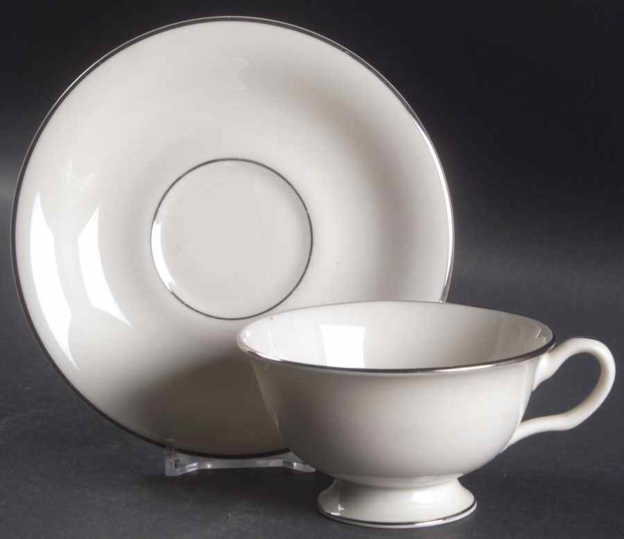 Wedding Band Footed Cup & Saucer Set by Shenango-1