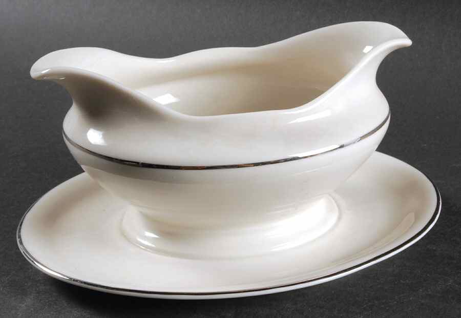 Wedding Band Gravy Boat with Attached Underplate by Shenango-1