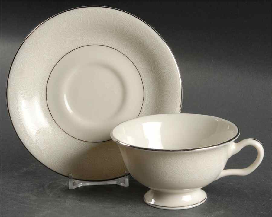 Wedding Lace Footed Cup & Saucer Set by Shenango-1