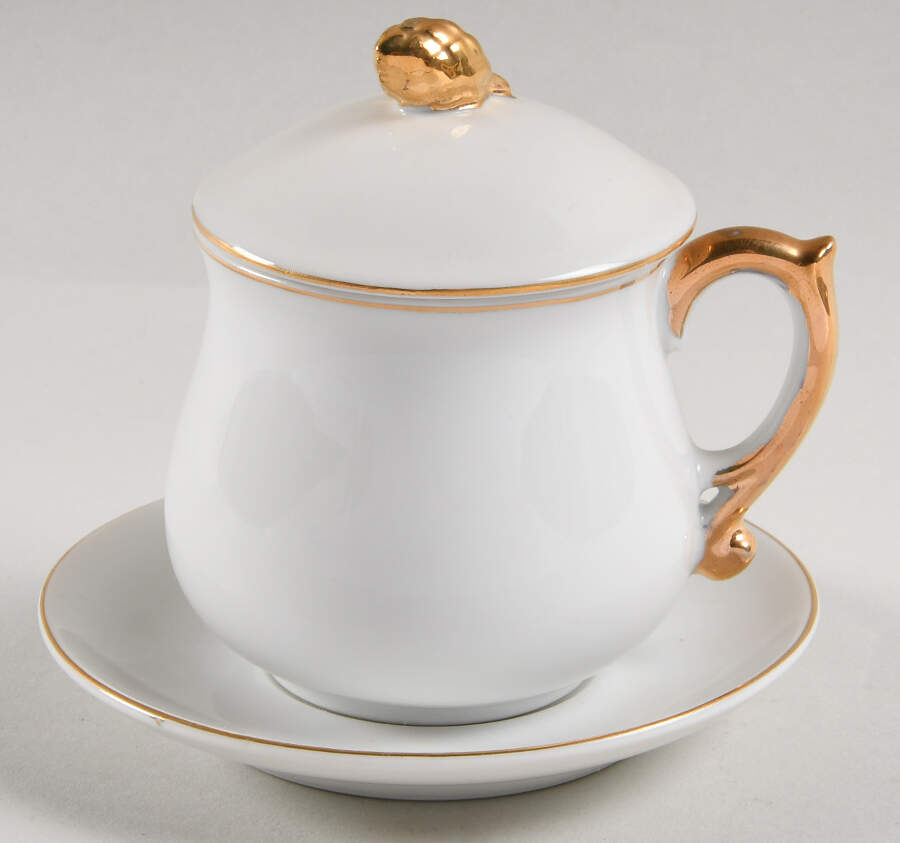 Golden Heirloom (3 Pc) Pot de Creme (Lid, Base & Underplate) by Shafford-1