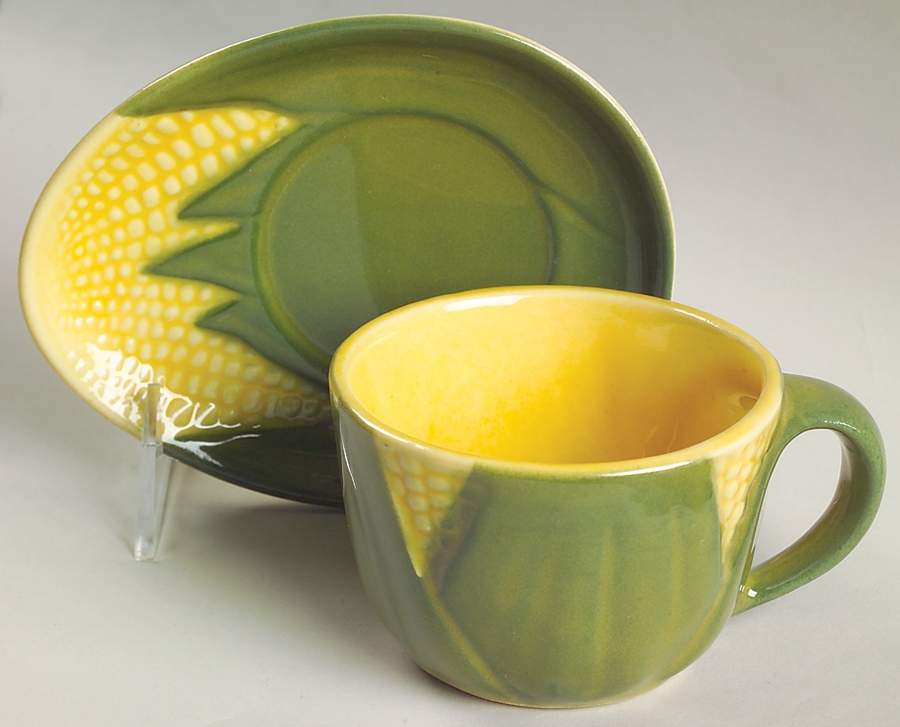 Corn King Flat Cup & Saucer Set by Shawnee-1