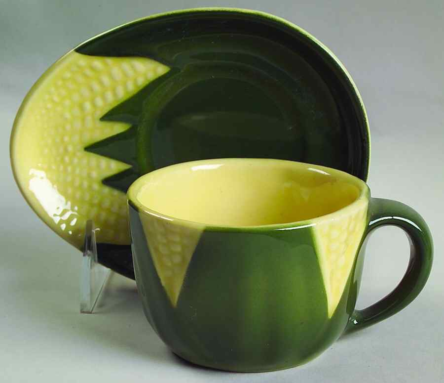 Corn Queen Flat Cup & Saucer Set by Shawnee-1