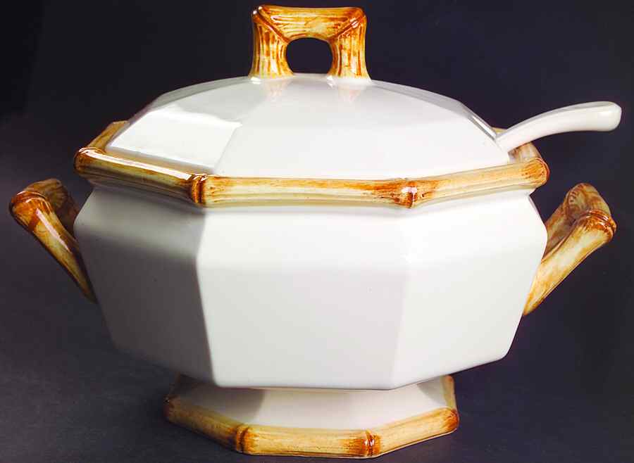 Bamboo Decorated Tureen & Lid w/Ladle by Sigma-1