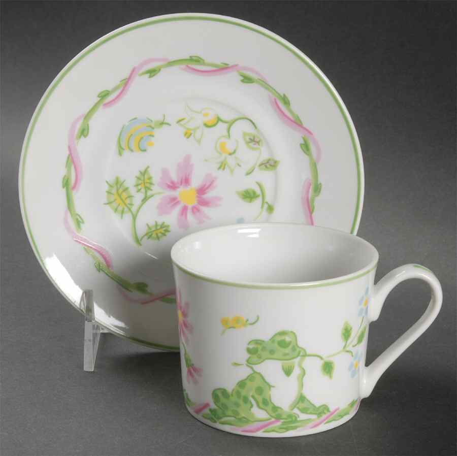 Frog Bouquet Flat Cup & Saucer Set by Sigma-1