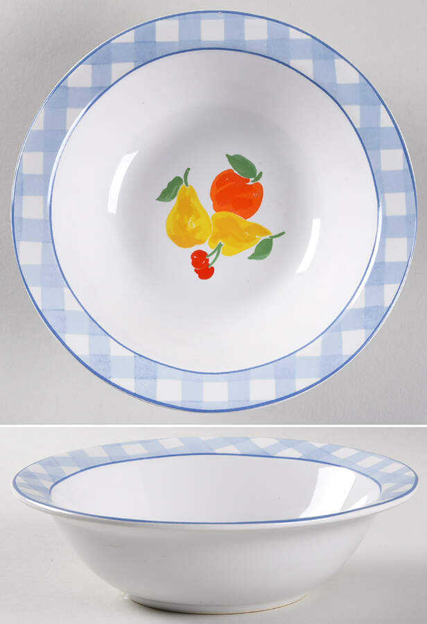 Gingham Fruit Rim Cereal Bowl by Signature-1