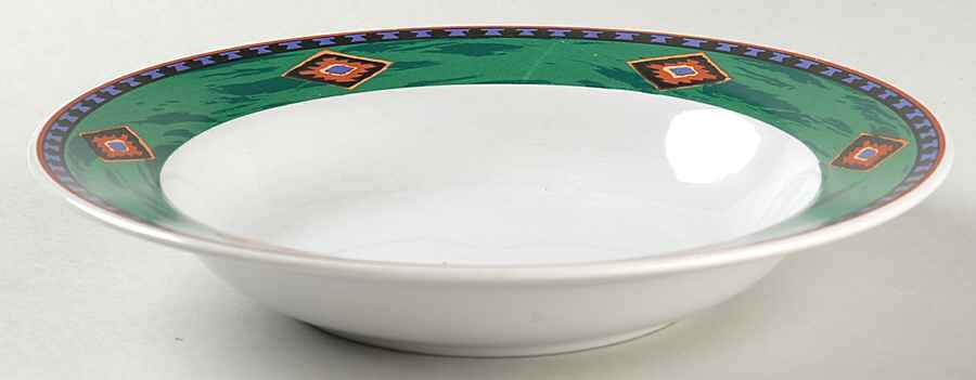 Kashmir Green Rim Soup Bowl by Signature-1