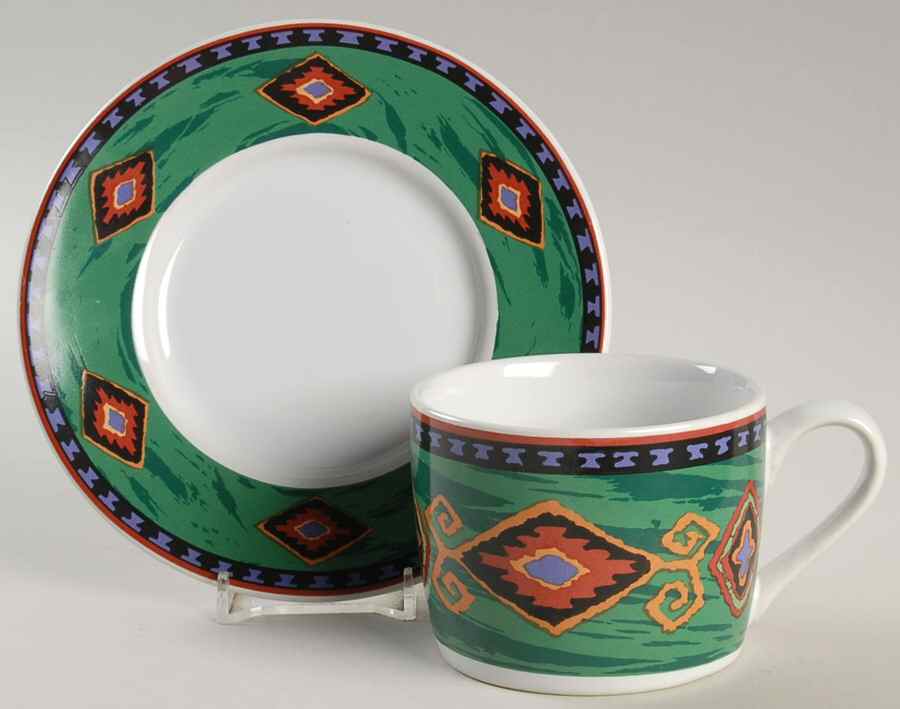 Kashmir Green Flat Cup & Saucer Set by Signature-1