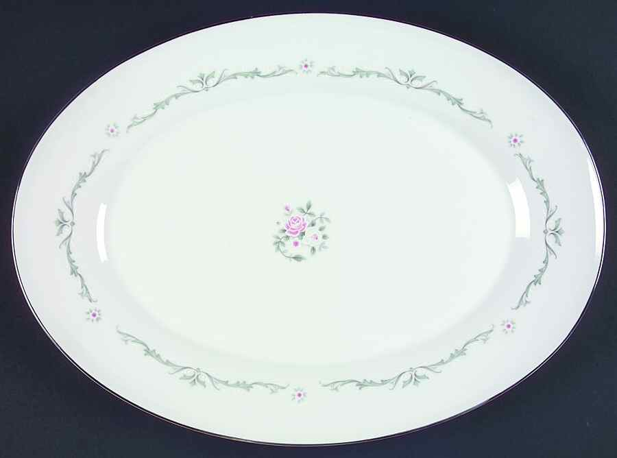 Petite Bouquet 14" Oval Serving Platter by Signature-1