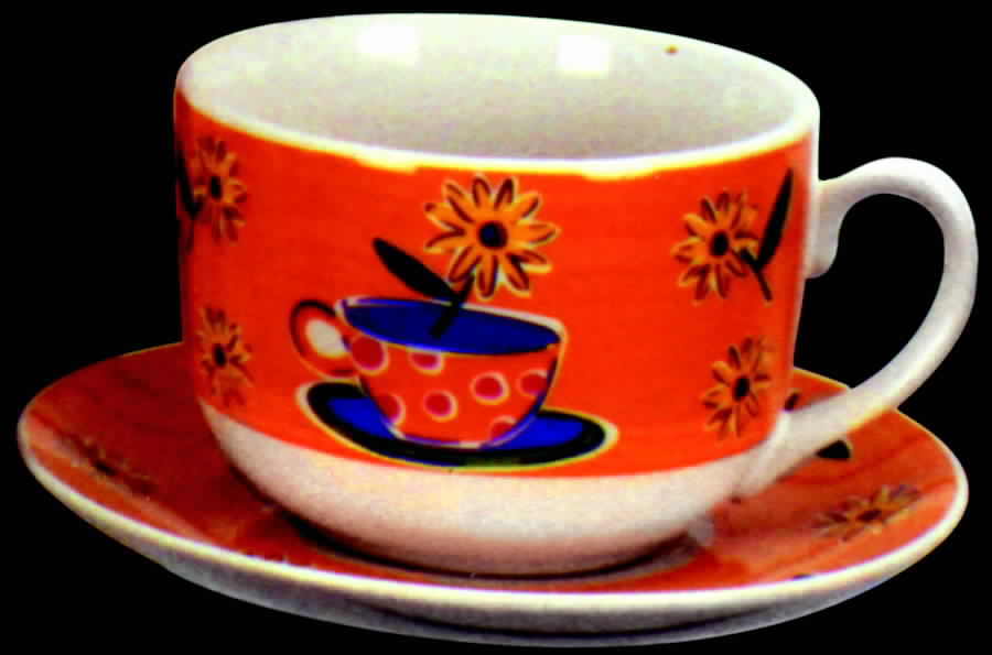 Pop Images Flat Cup & Saucer Set by Signature-1
