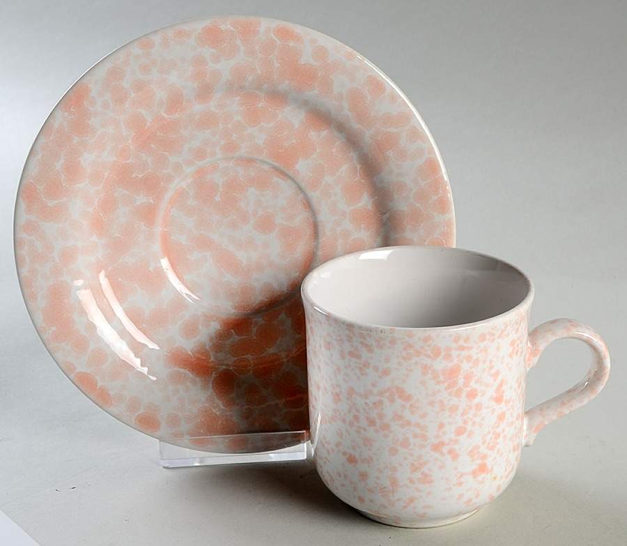 Raindrops Peach Flat Cup & Saucer Set by Signature-1