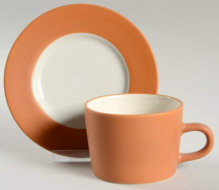 Taos Orange Flat Cup & Saucer Set by Signature-1