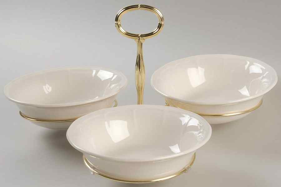 Museum White 7" x 12" 3-Part Relish & Metal Stand (CERC) HC by Simpsons-1