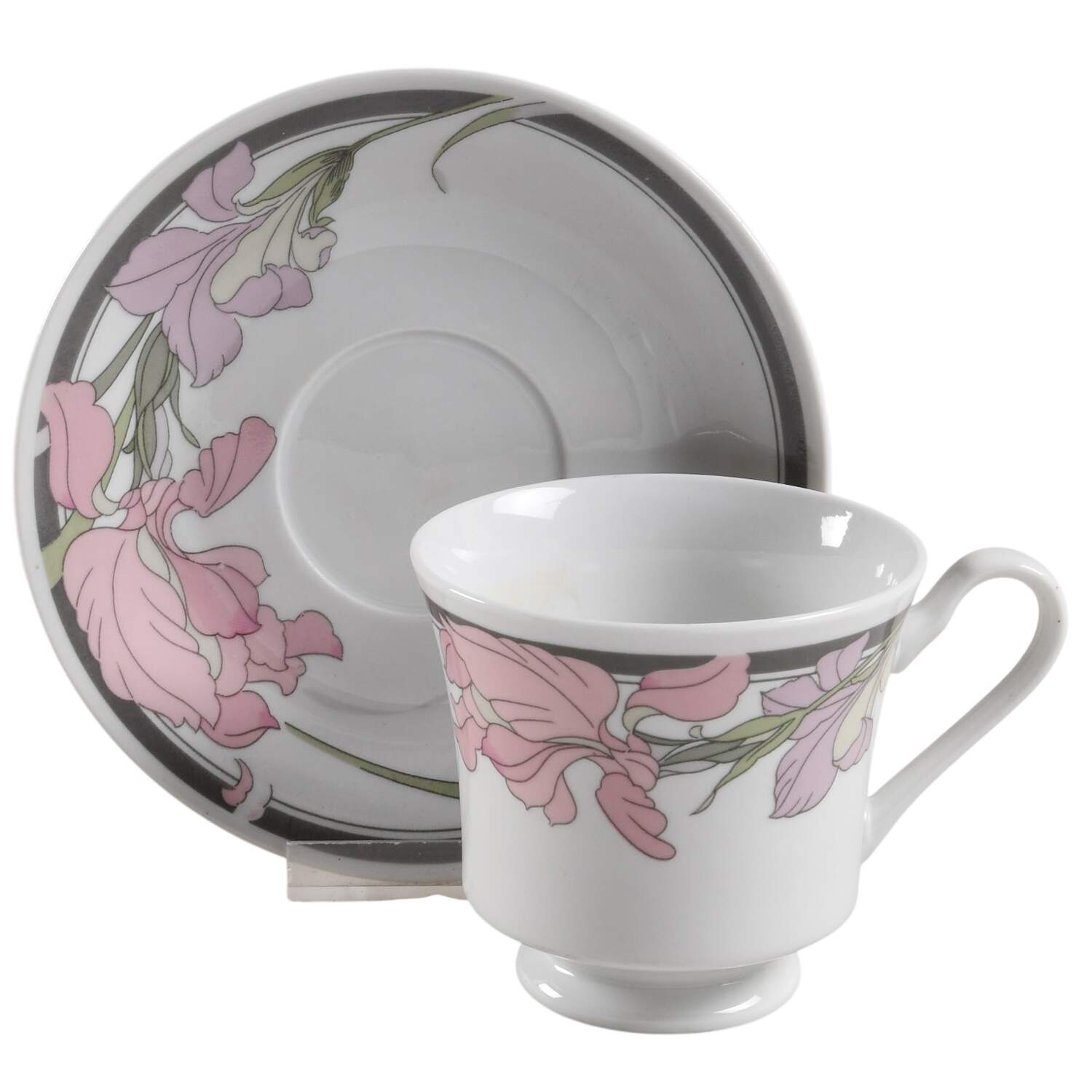 Sweet Iris Footed Cup & Saucer Set by Silverie-1