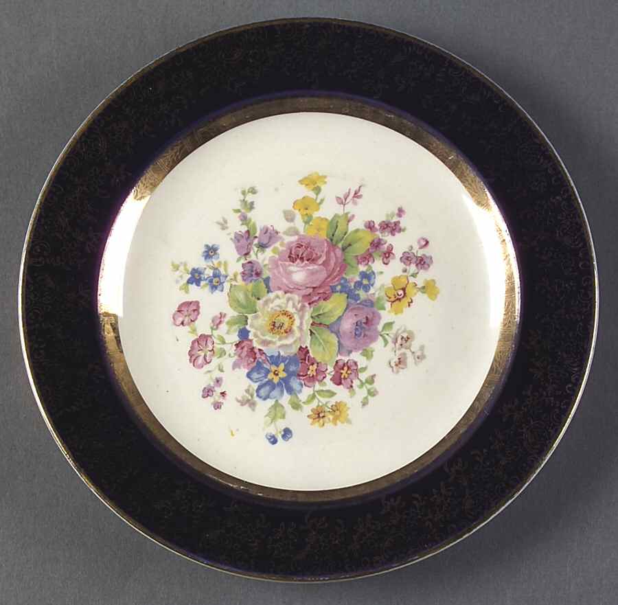 Aristocrat Cobalt Blue (Floral Center) Bread & Butter Plate by Salem-1