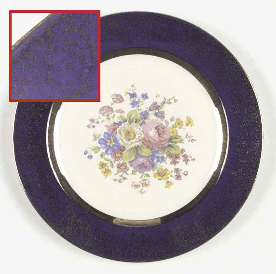 Aristocrat Cobalt Blue (Floral Center) Dinner Plate by Salem-1