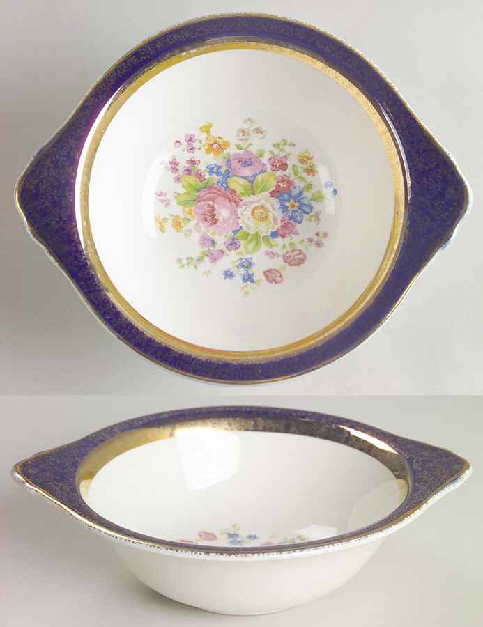 Aristocrat Cobalt Blue (Floral Center) Lugged Cereal Bowl by Salem-1