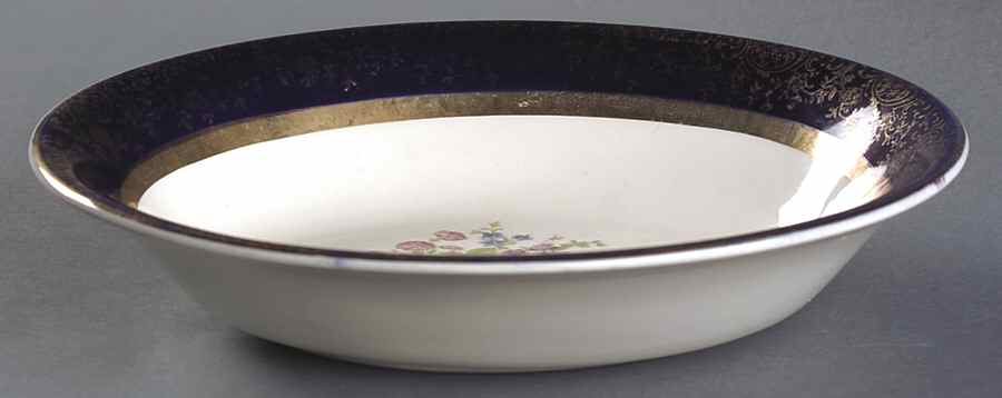 Aristocrat Cobalt Blue (Floral Center) 9" Oval Vegetable Bowl by Salem-1