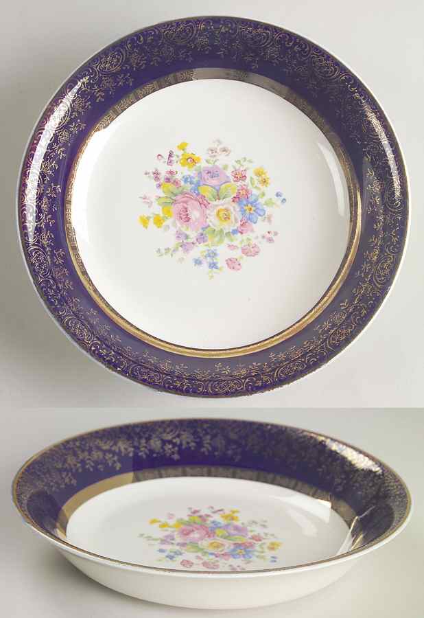 Aristocrat Cobalt Blue (Floral Center) Coupe Soup Bowl by Salem-1