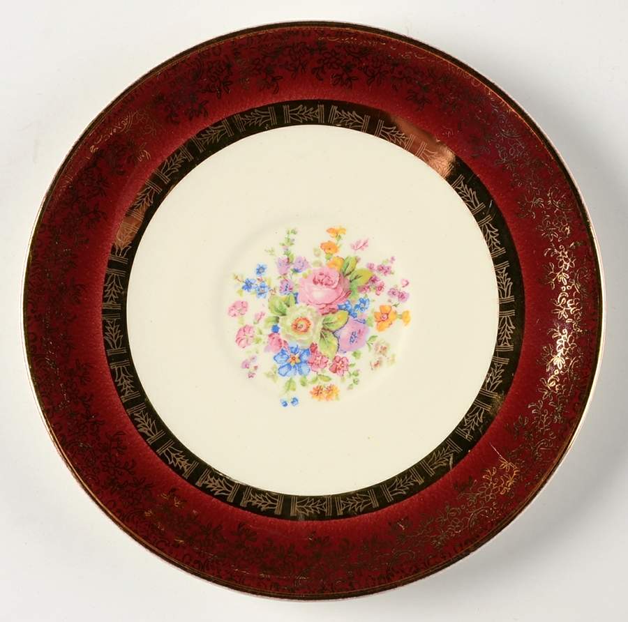 Aristocrat Maroon (Floral Center) Saucer by Salem-1