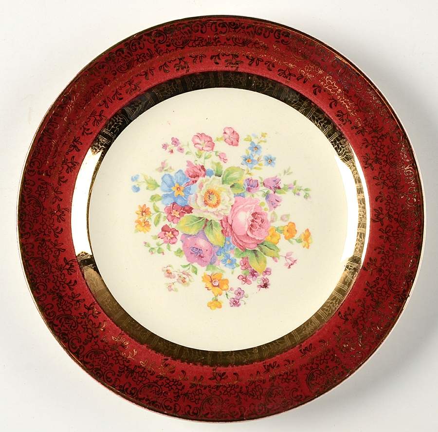 Aristocrat Maroon (Floral Center) Bread & Butter Plate by Salem-1