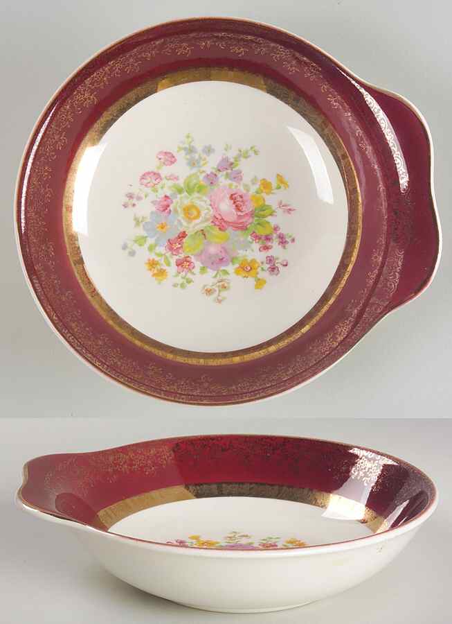 Aristocrat Maroon (Floral Center) Lugged Cereal Bowl by Salem-1