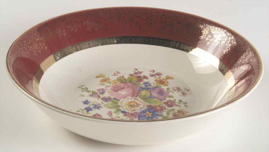 Aristocrat Maroon (Floral Center) 8" Round Vegetable Bowl by Salem-1
