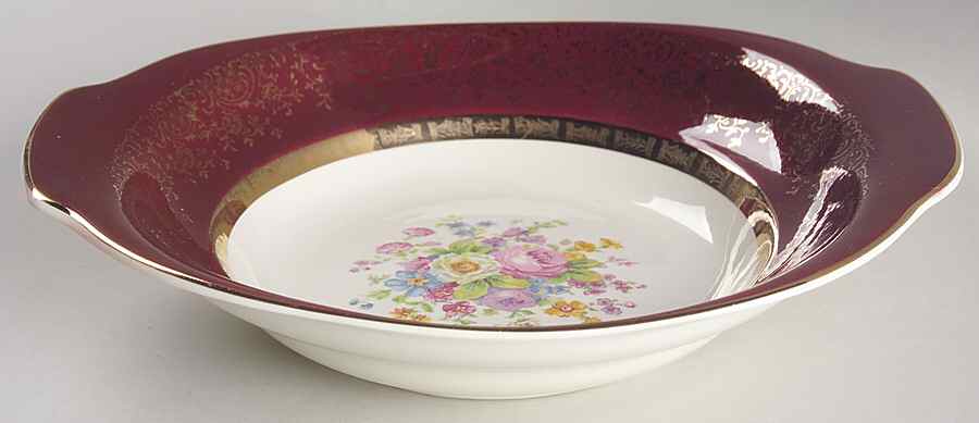 Aristocrat Maroon (Floral Center) 9" Round Vegetable Bowl by Salem-1