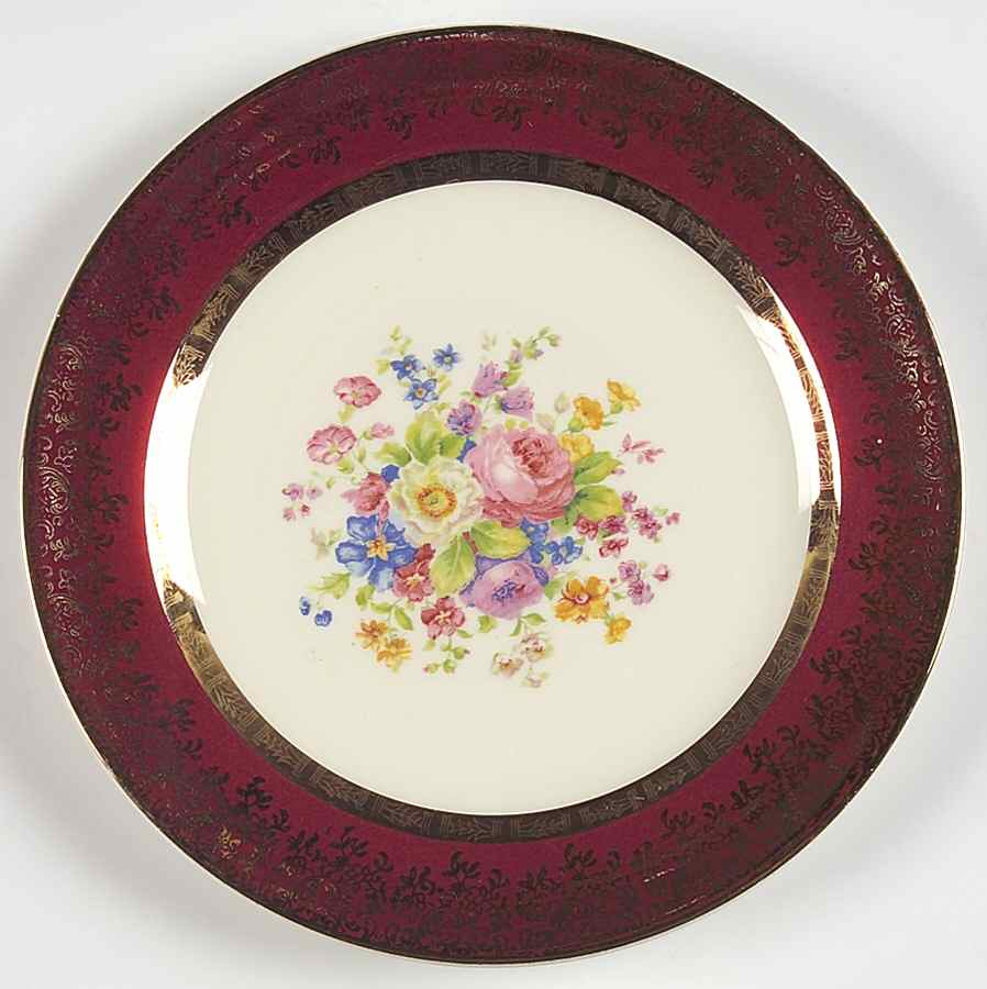Aristocrat Maroon (Floral Center) Salad Plate by Salem-1