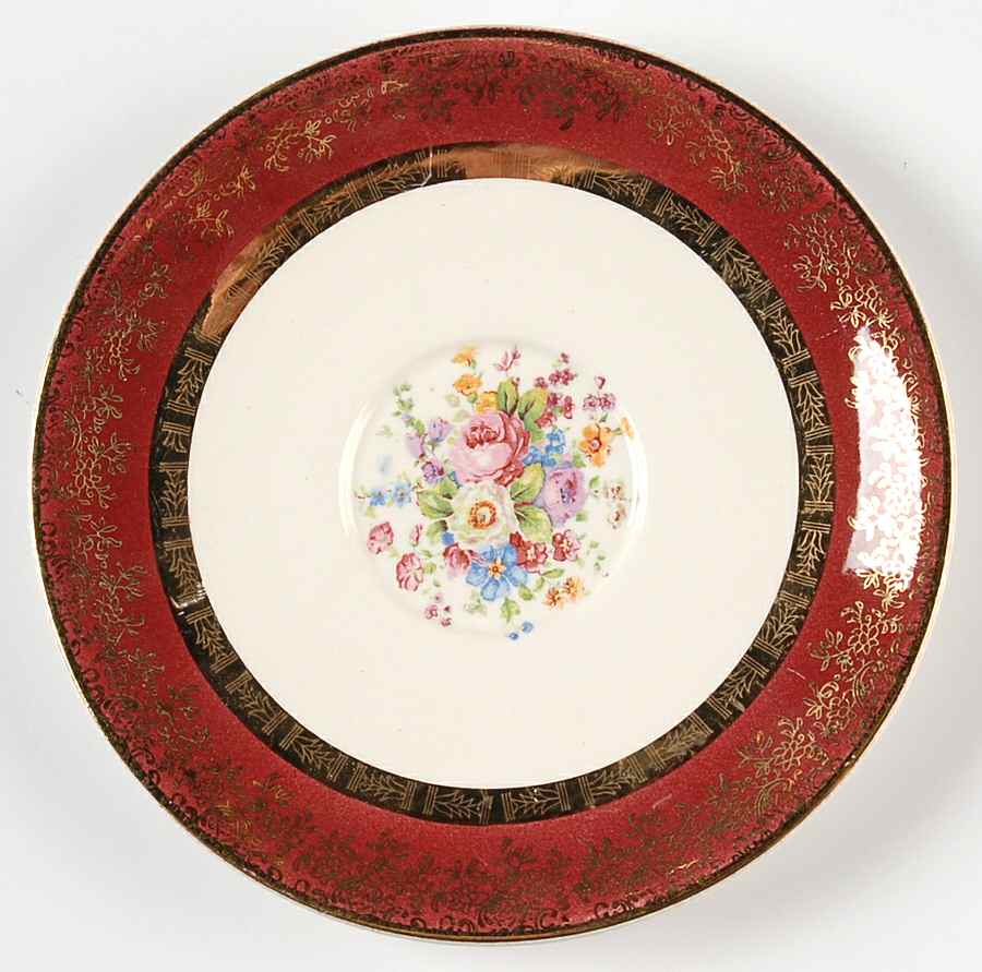 Aristocrat Maroon (Floral Center) Saucer for Flat Cup by Salem-1