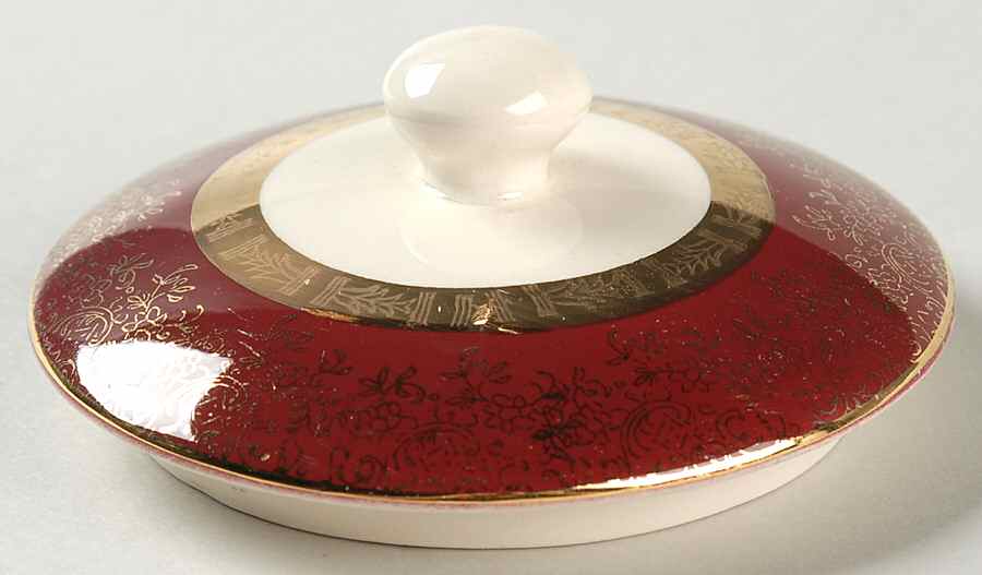 Aristocrat Maroon (Floral Center) Lid for Sugar Bowl by Salem-1