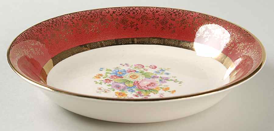 Aristocrat Maroon (Floral Center) Coupe Soup Bowl by Salem-1