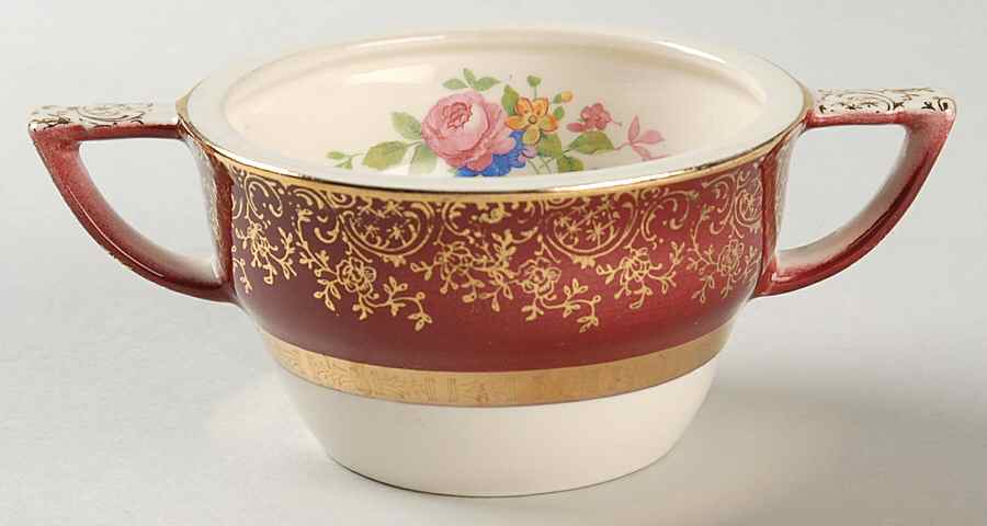 Aristocrat Maroon (No Floral Center) Sugar Bowl No Lid by Salem-1